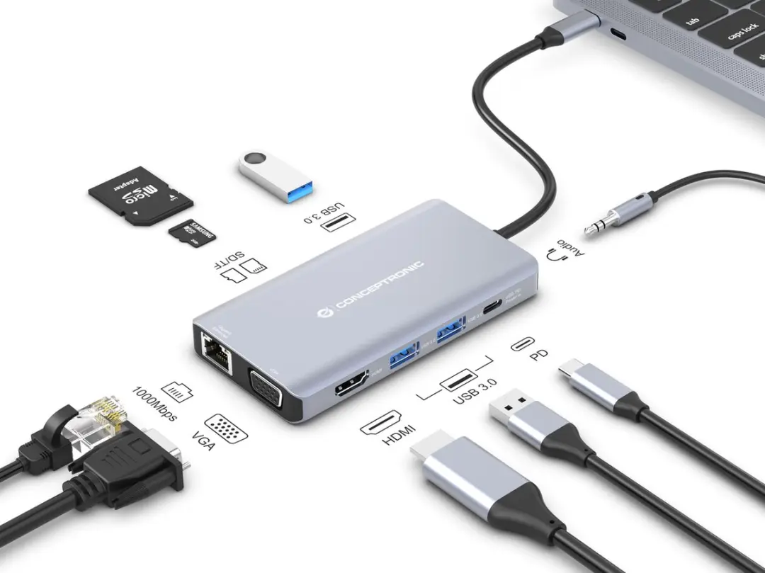 Conceptronic DONN20G USB 3.2 Dockingstation - Grijs