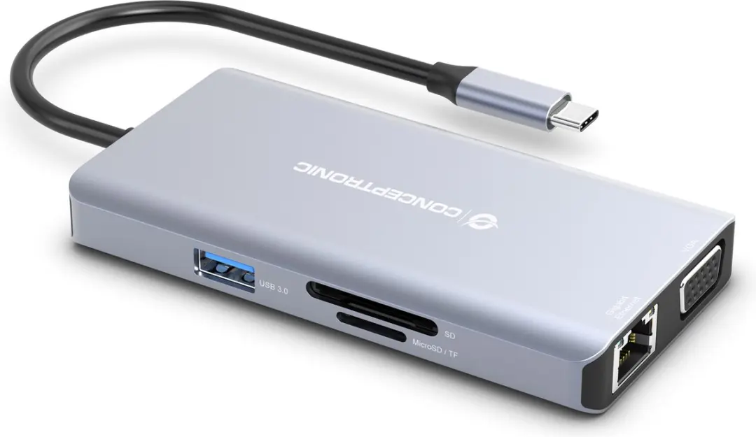 Conceptronic DONN20G USB 3.2 Dockingstation - Grijs