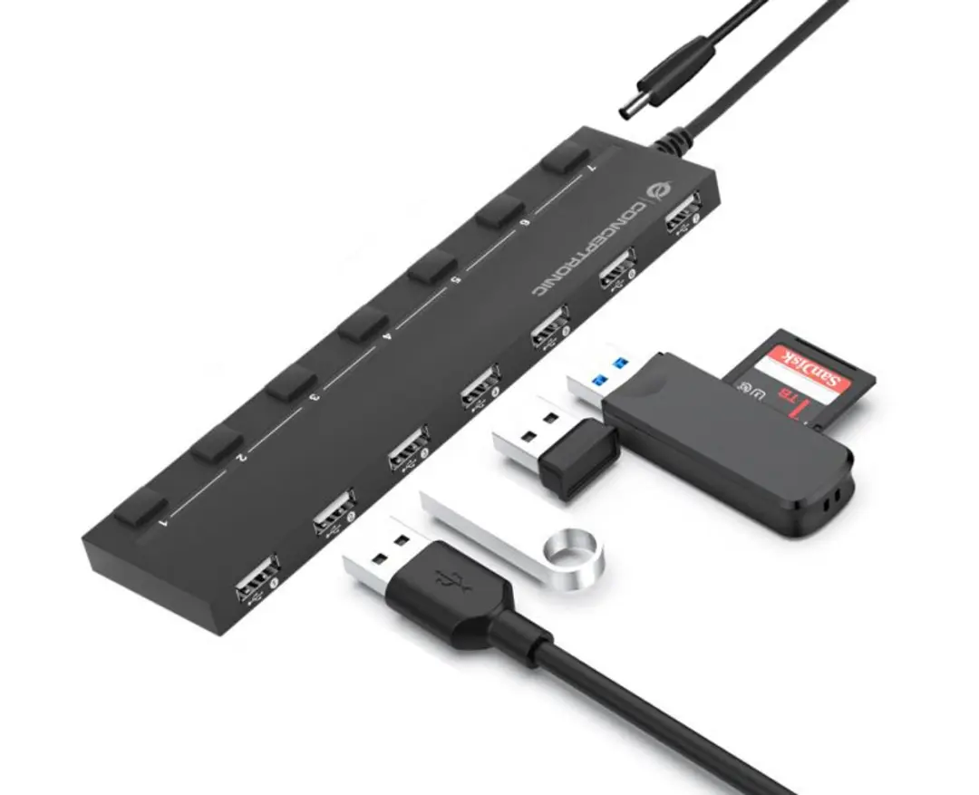 Conceptronic HUBBIES08B USB Hub 7 Poorten - Zwart