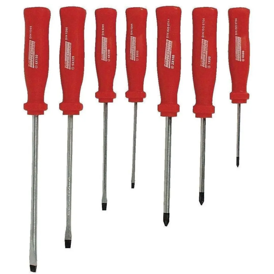 Brüder Mannesmann 1190-07-GS Schroevendraaierset - 6-delig - Zilver/Rood