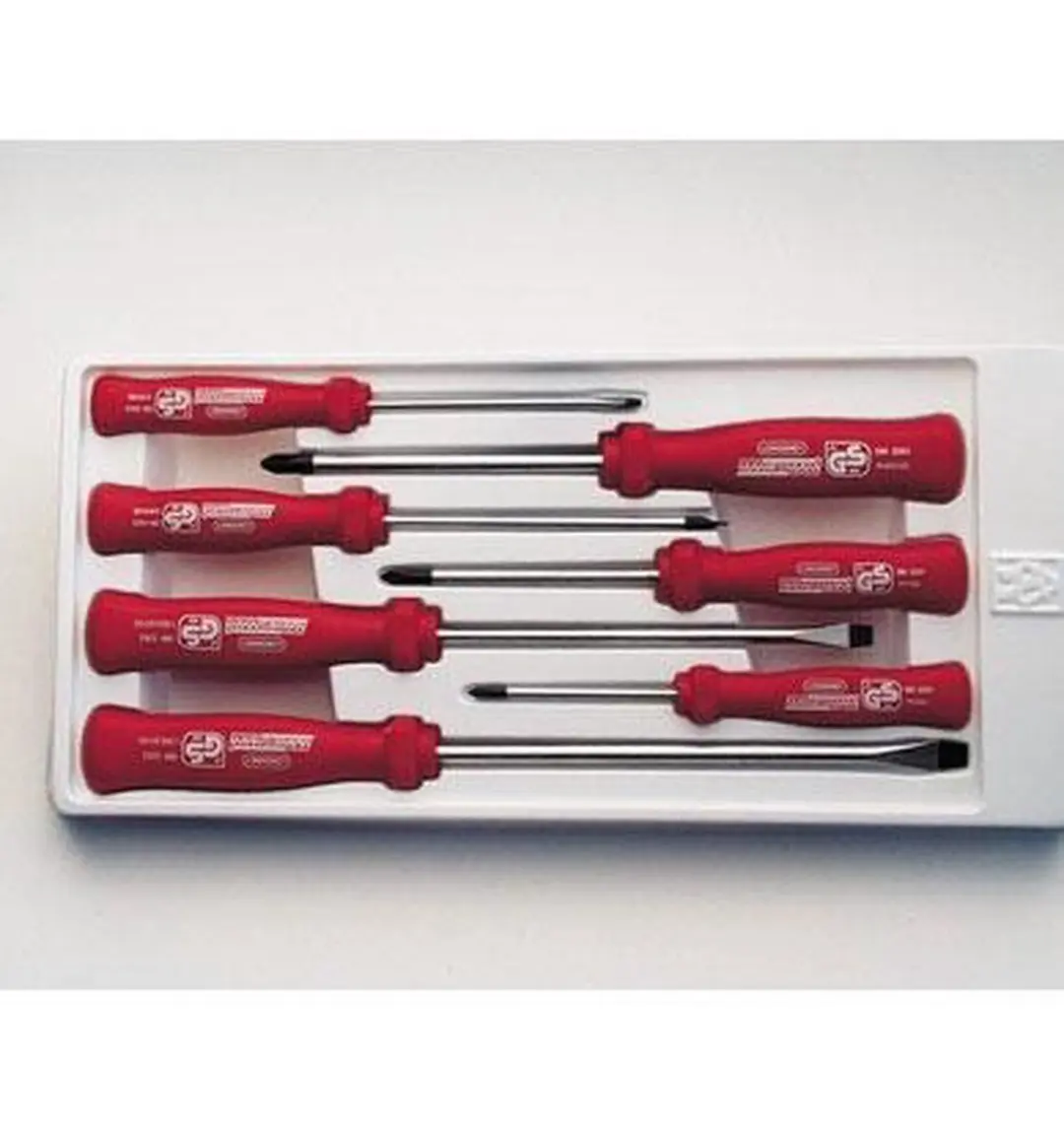 Brüder Mannesmann 1190-07-GS Schroevendraaierset - 6-delig - Zilver/Rood