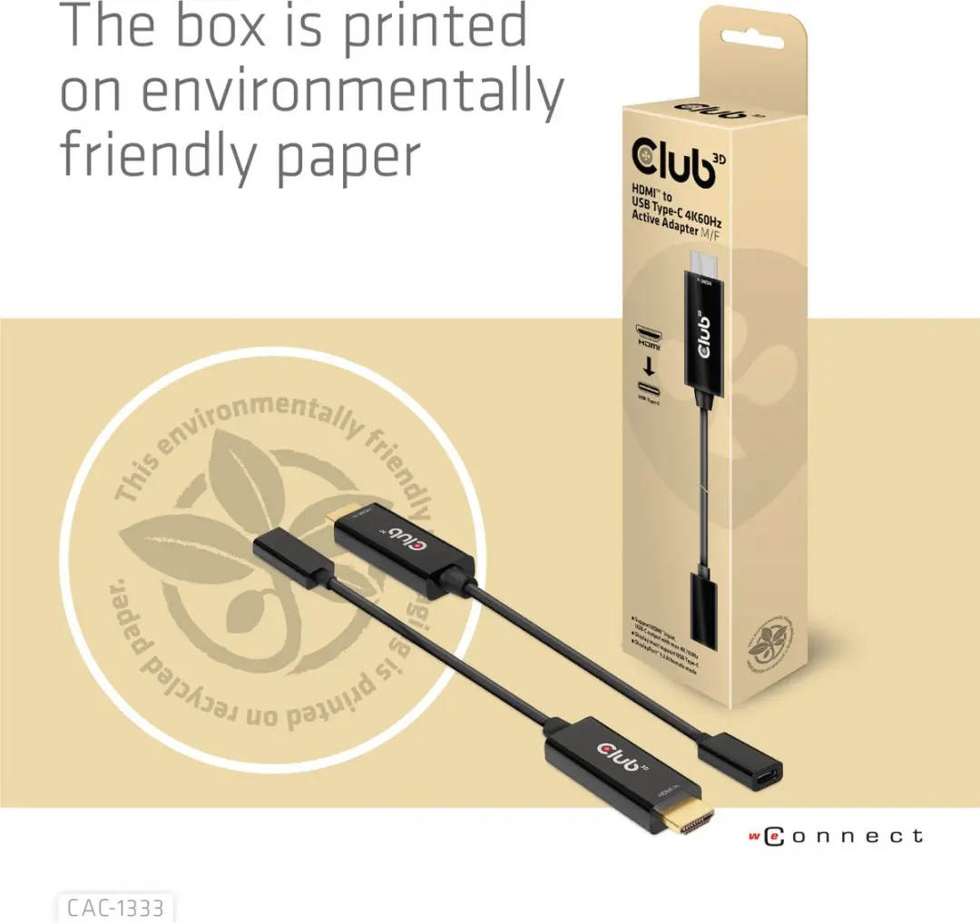 Club 3D HDMI naar USB-C 4K60Hz Adapter - Zwart - afbeelding 6 van 6