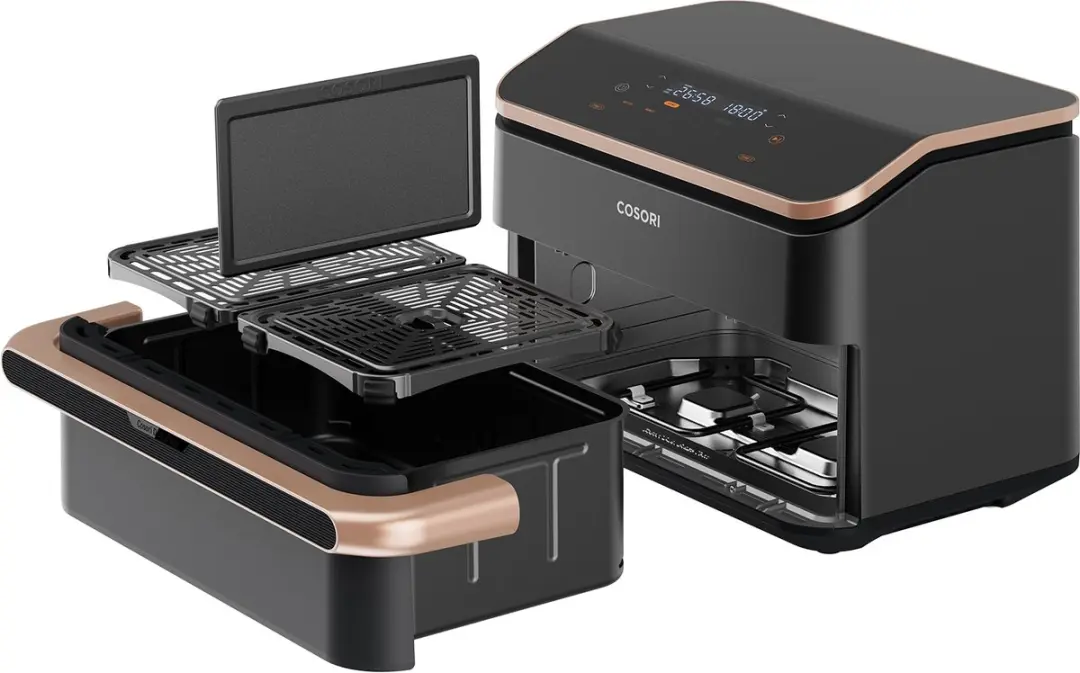 Cosori Twinfry XXL Airfryer 10L - 2800W - Zwart/Rose goud