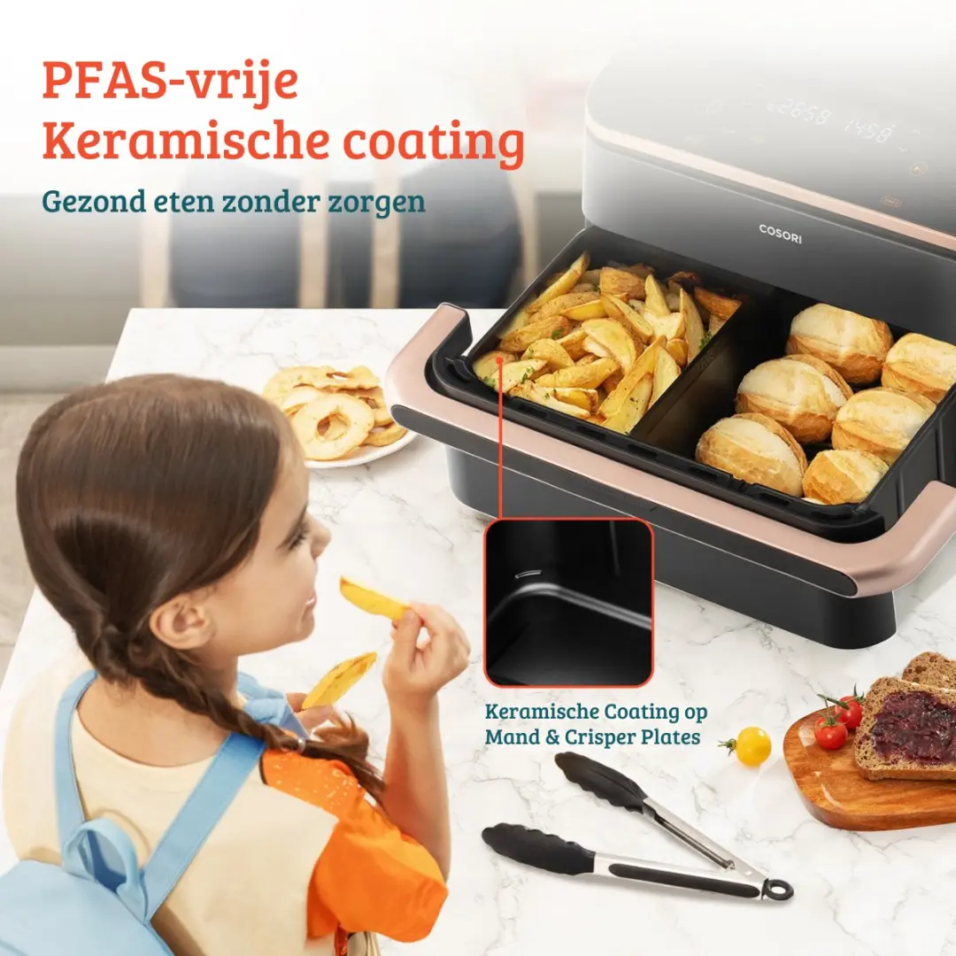 Cosori Twinfry XXL Airfryer 10L - 2800W - Zwart/Rose goud