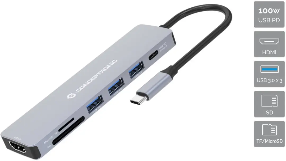 Conceptronic DONN19G Notebook Dock - USB 3.2 Gen 1 - Grijs - afbeelding 6 van 6