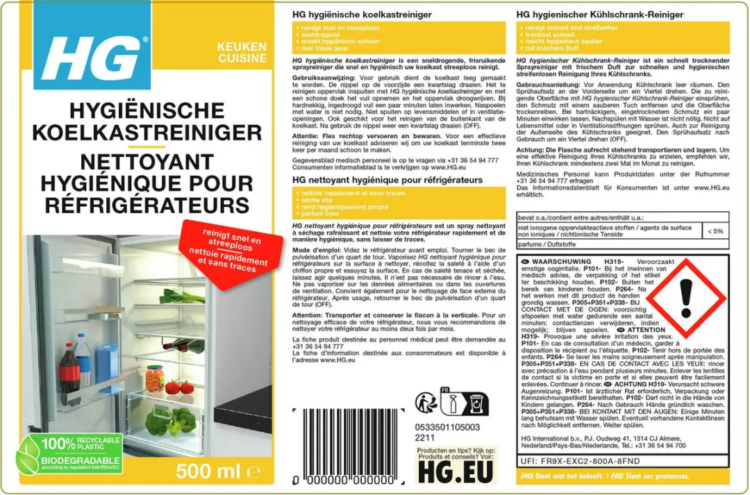 HG Koelkastreiniger 500ml - afbeelding 2 van 6