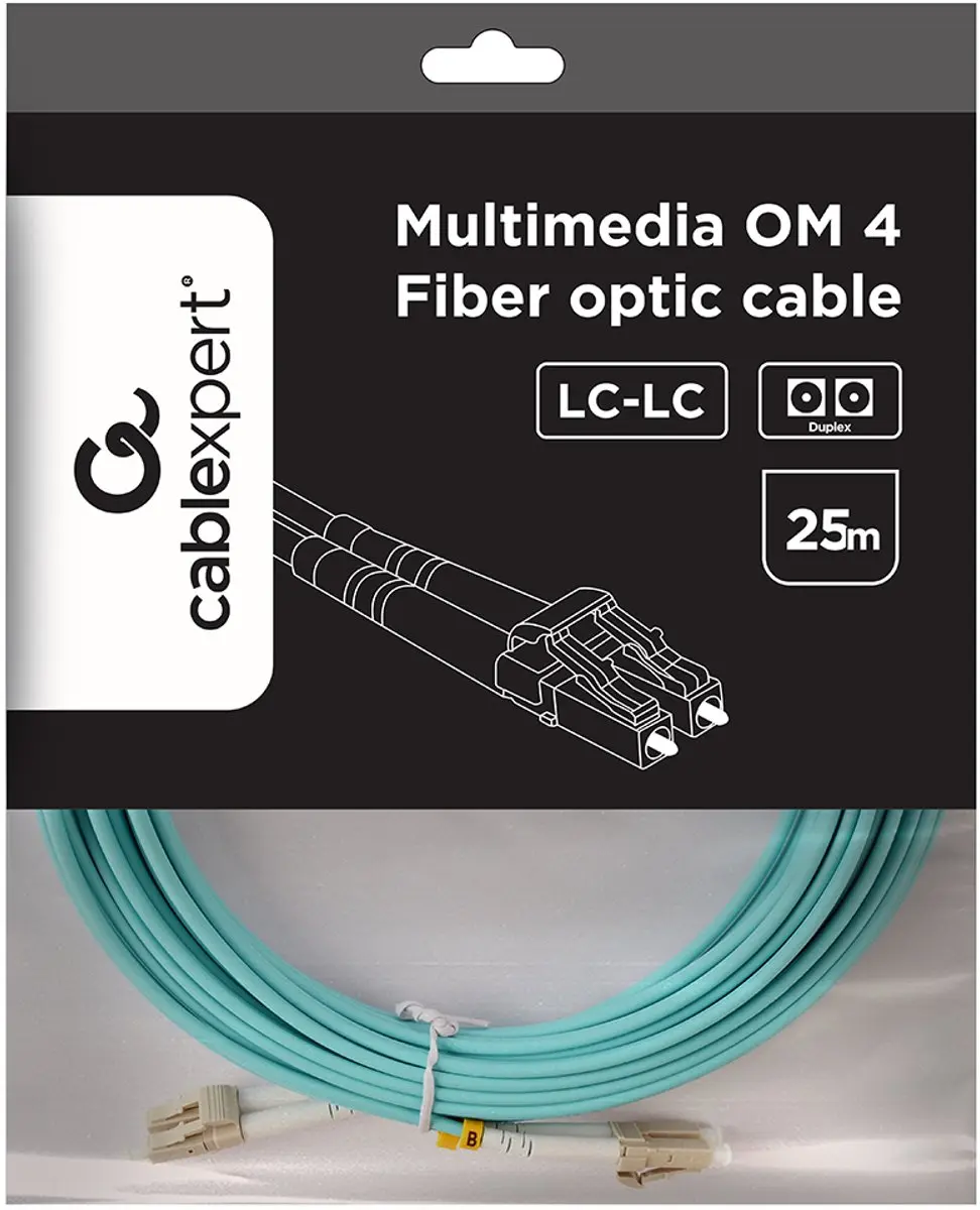 Cablexpert OM4 Glasvezelkabel LC/LC 25m - Aqua