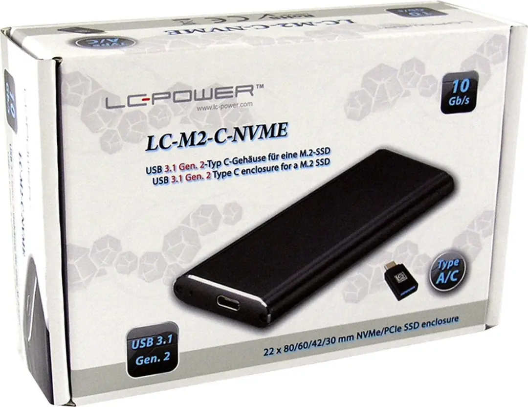 LC-Power LC-M2-C-NVME M.2 SSD-behuizing - Zwart