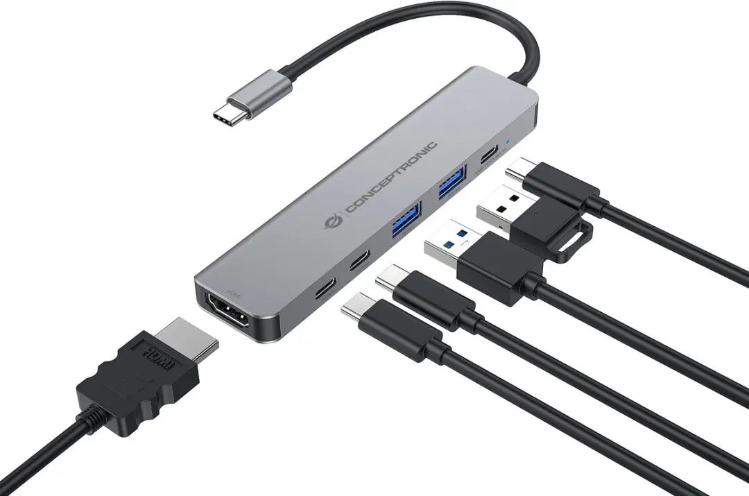 Conceptronic DONN33G Laptopdock - USB 3.2 Gen 1 - Type-C - Zilver
