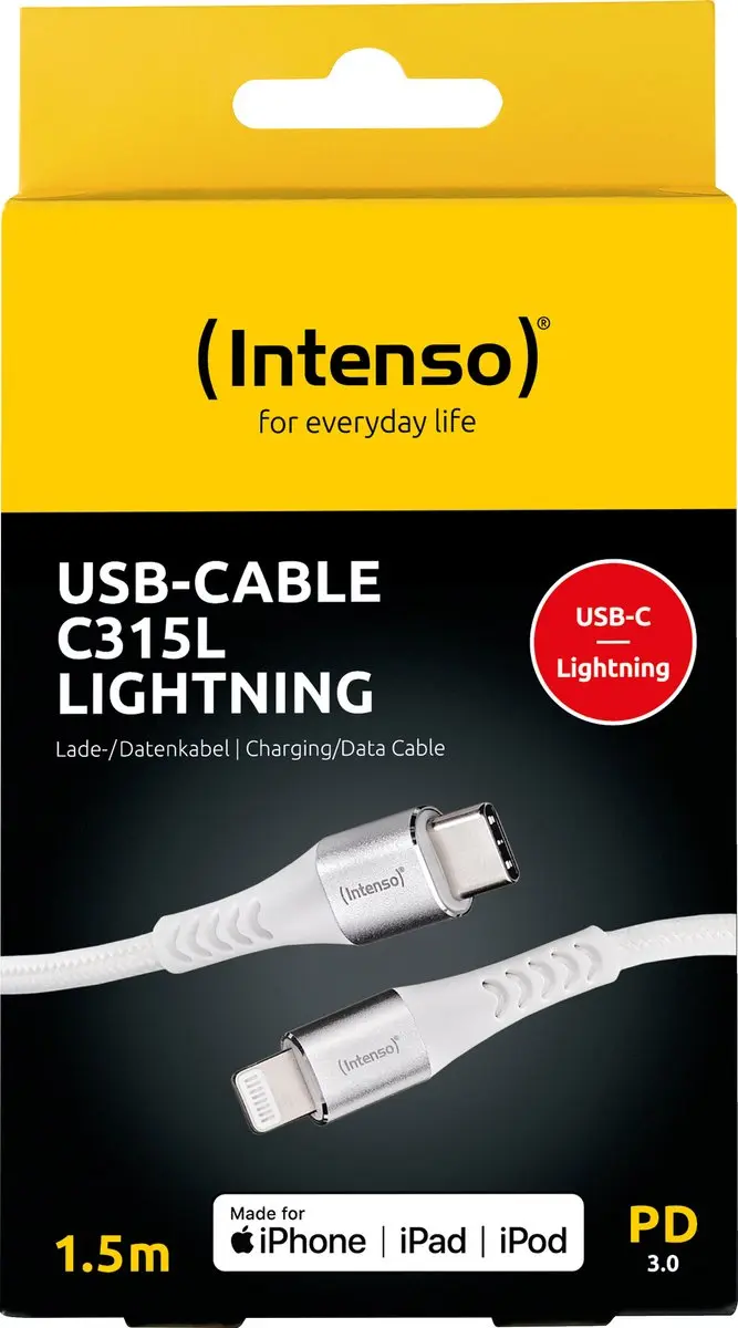 Intenso C315L USB-C naar Apple Lightning Kabel 1.5m - Wit