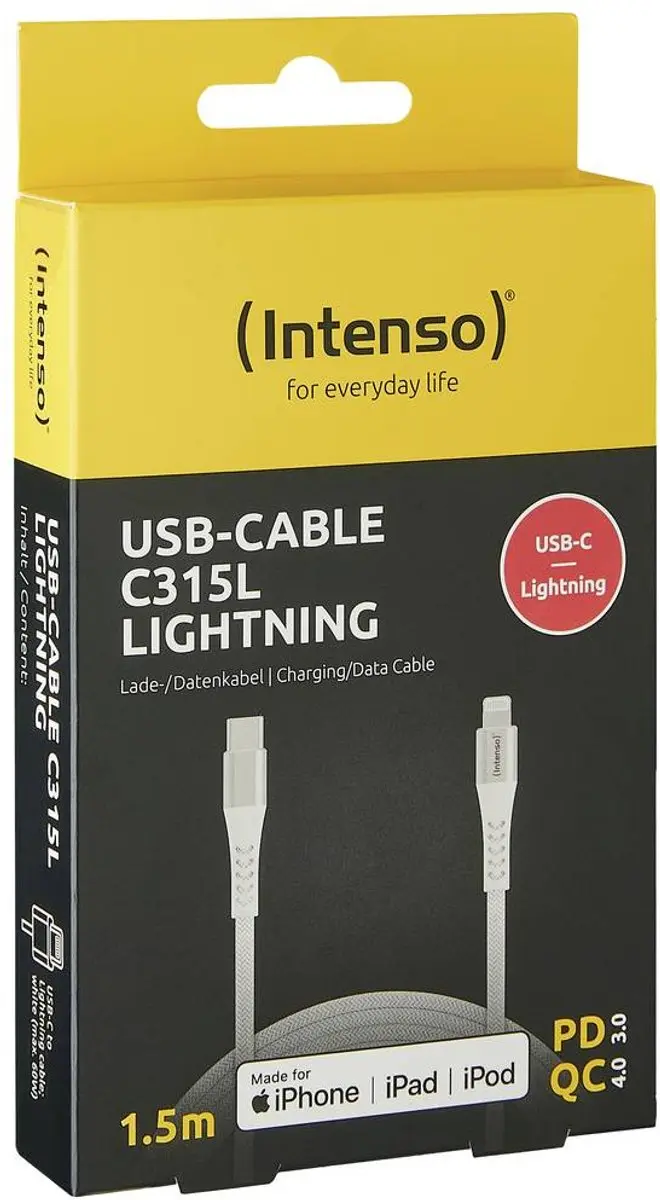 Intenso C315L USB-C naar Apple Lightning Kabel 1.5m - Wit