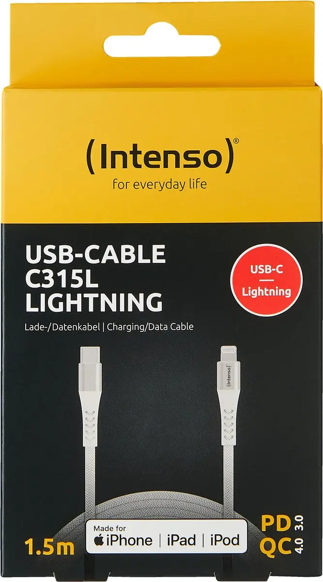 Intenso C315L USB-C naar Apple Lightning Kabel 1.5m - Wit