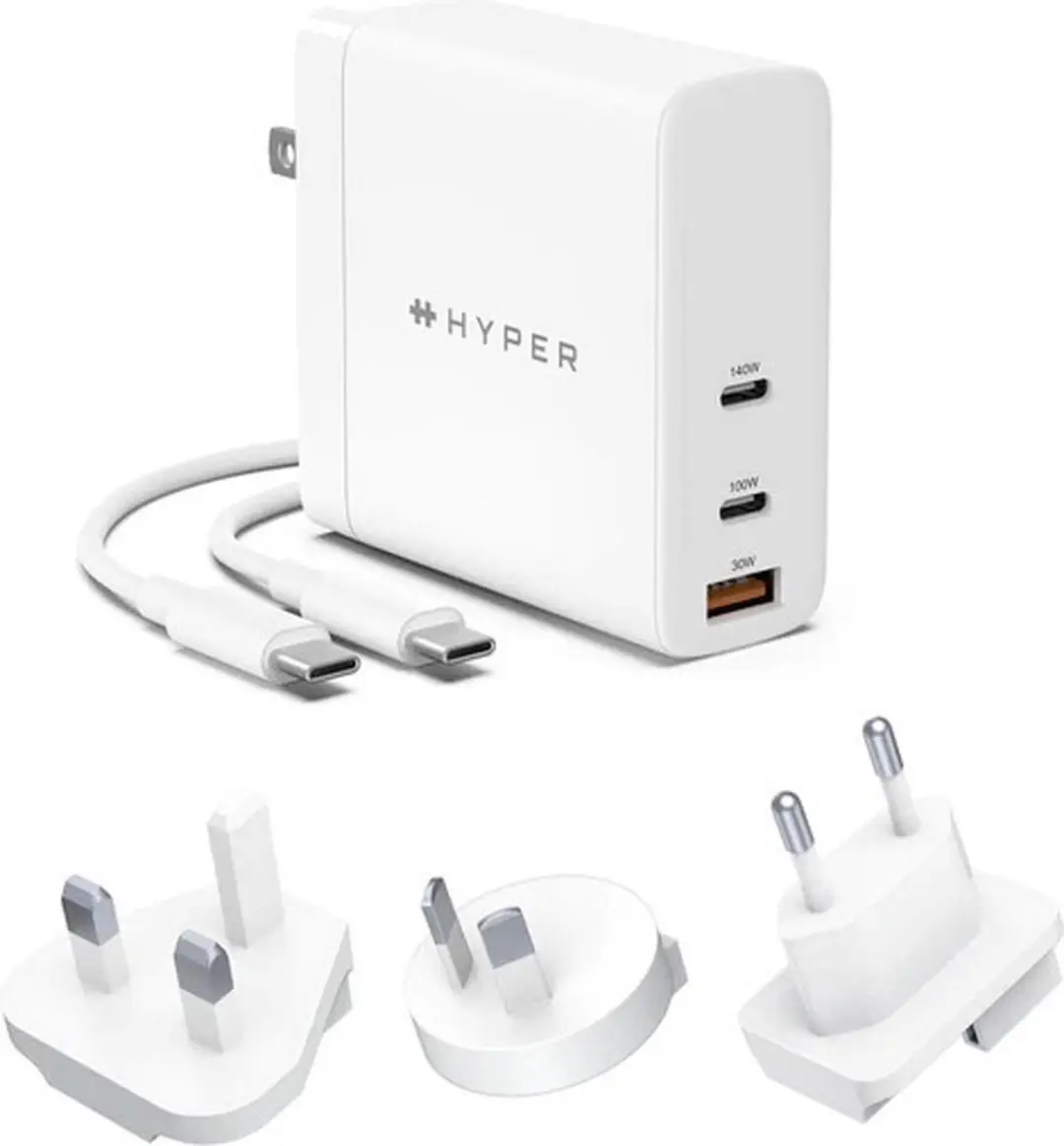 Hyper HyperJuice HJG140WW GaN Travel Oplader 140W - 3 Poorten - Wit - afbeelding 6 van 6