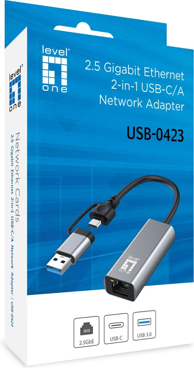 LevelOne USB-0423 Ethernet Netwerkkaart 2500 Mbit/s - Grijs