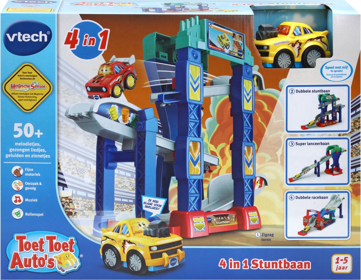 VTech Toet Toet Auto's 4-in-1 Stuntbaan - Interactief Speelgoed - Educatief Babyspeelgoed - Vanaf 1 tot 5 Jaar
