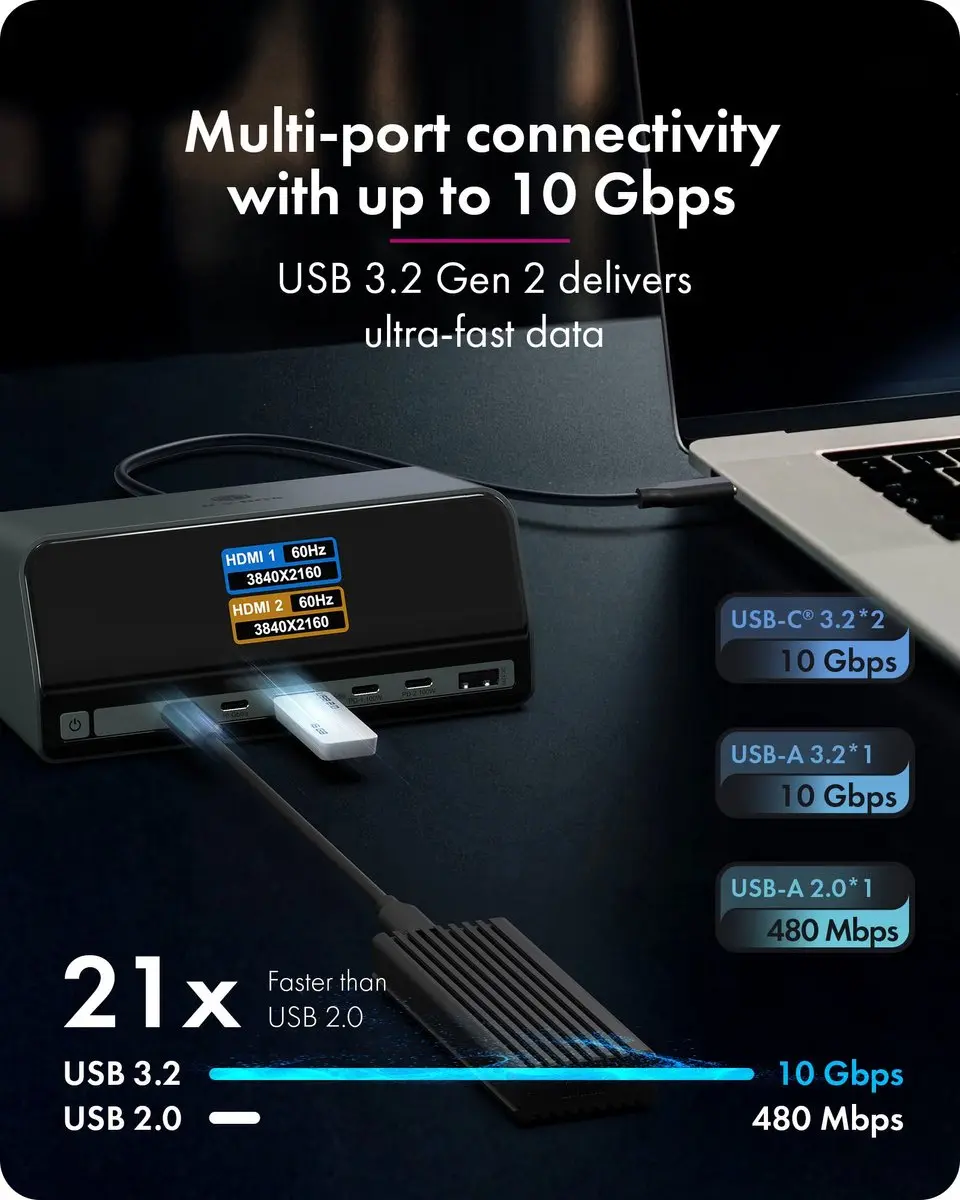 Icy Box Heart Dock 2300 USB 3.2 Gen 2 Type-C - Antraciet