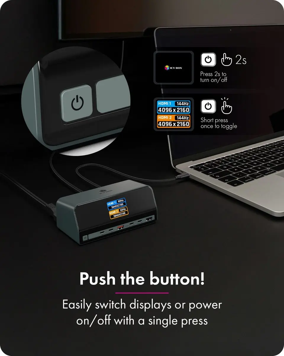 Icy Box Heart Dock 2300 USB 3.2 Gen 2 Type-C - Antraciet
