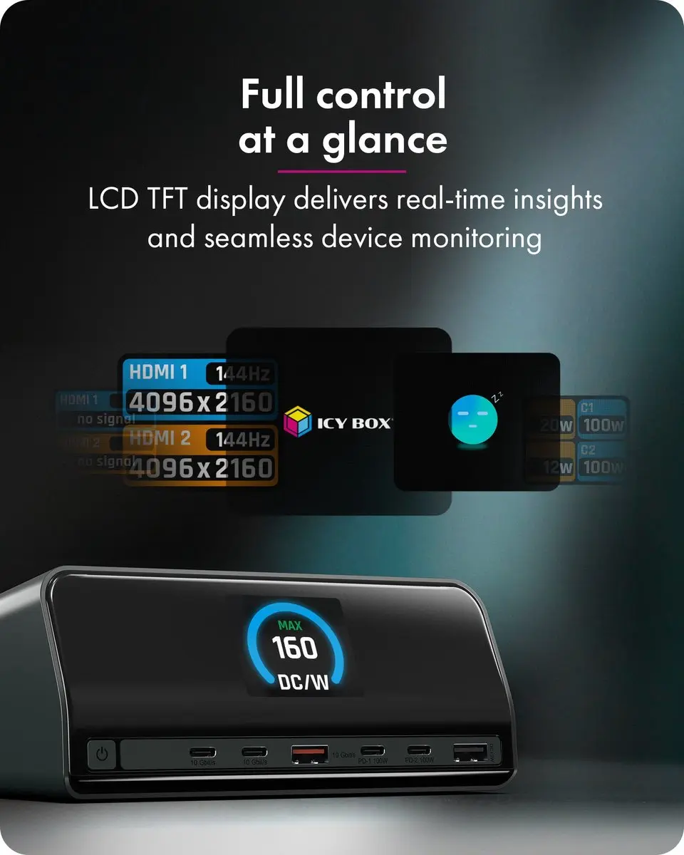 Icy Box Heart Dock 2300 USB 3.2 Gen 2 Type-C - Antraciet - afbeelding 6 van 6
