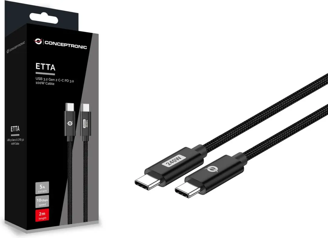Conceptronic ETTA03B12 USB 2.0 Kabel 1,2m - USB-C - Zwart