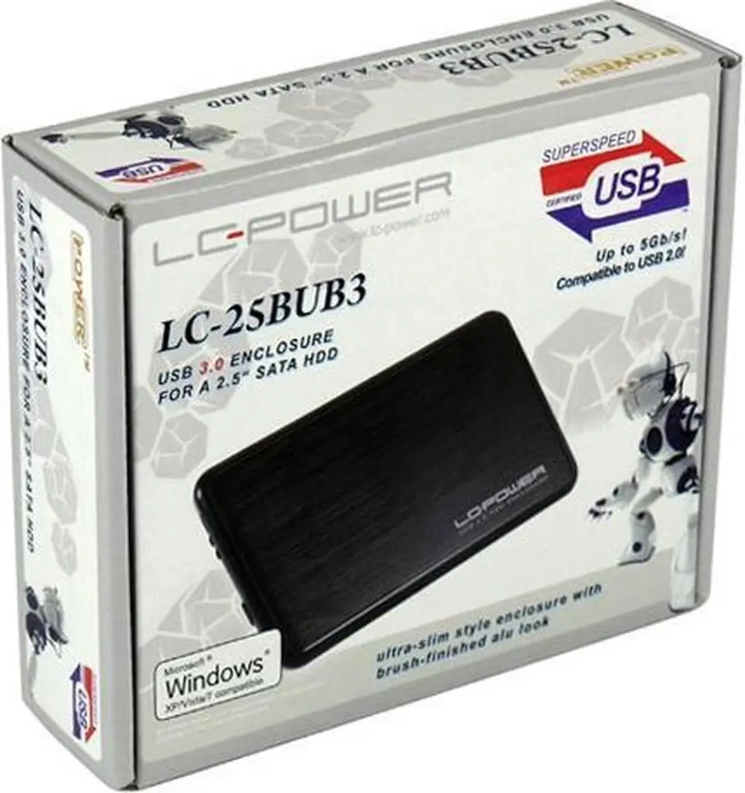 LC-POWER LC-25BUB3 Behuizing 2.5" - Aluminium Zwart