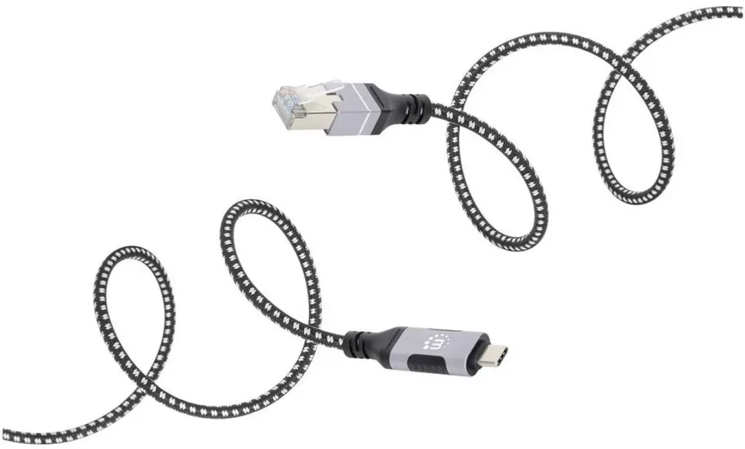Manhattan 394826 USB-C naar RJ45 Kabel 200cm - Zwart/zilver - afbeelding 6 van 6