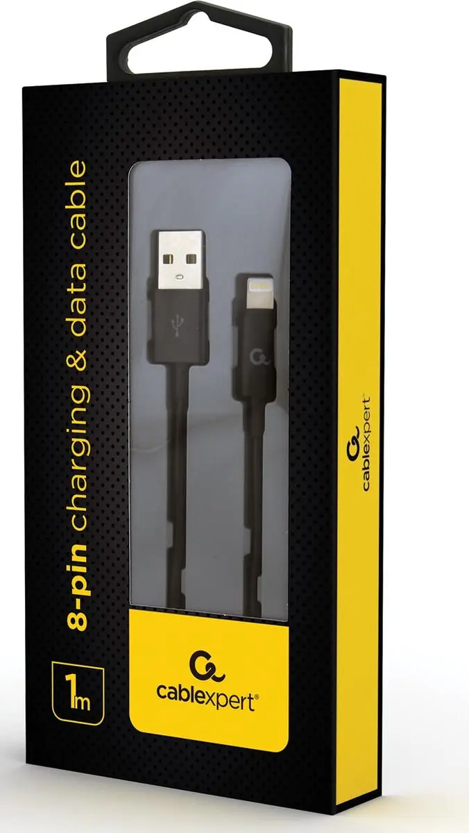 Cablexpert 8-pin USB2 Data- & laadkabel 1m - Zwart
