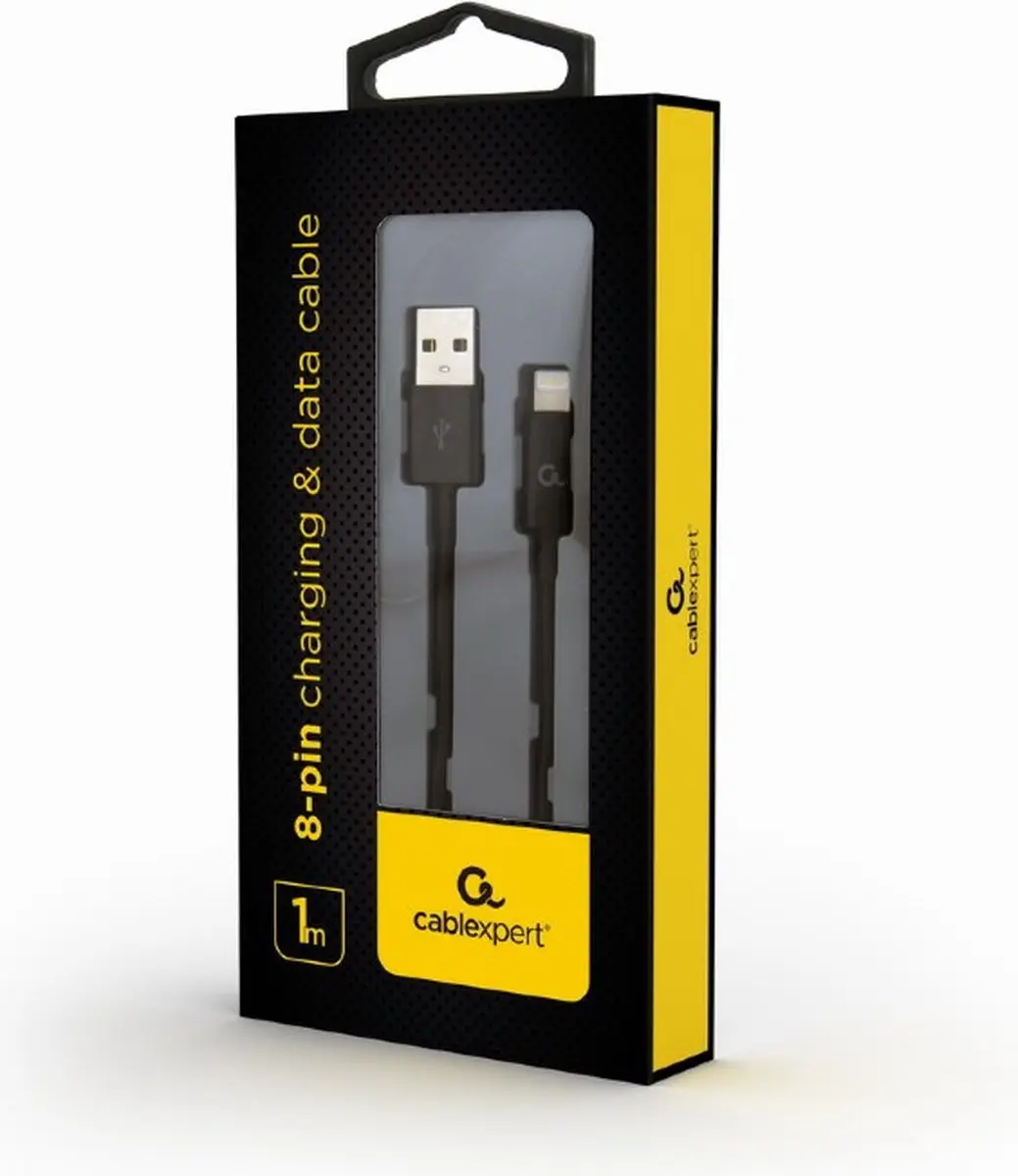 Cablexpert 8-pin USB2 Data- & laadkabel 1m - Zwart