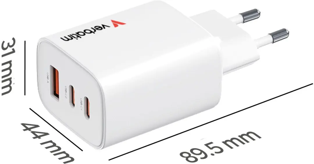 Verbatim Essentials GaN 65W Oplader 023942323532 - Wit