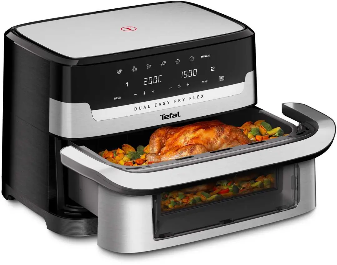 Tefal Dual Easy Fry Flex EY922D Airfryer 9L - Zwart/Roestvrijstaal - afbeelding 3 van 3