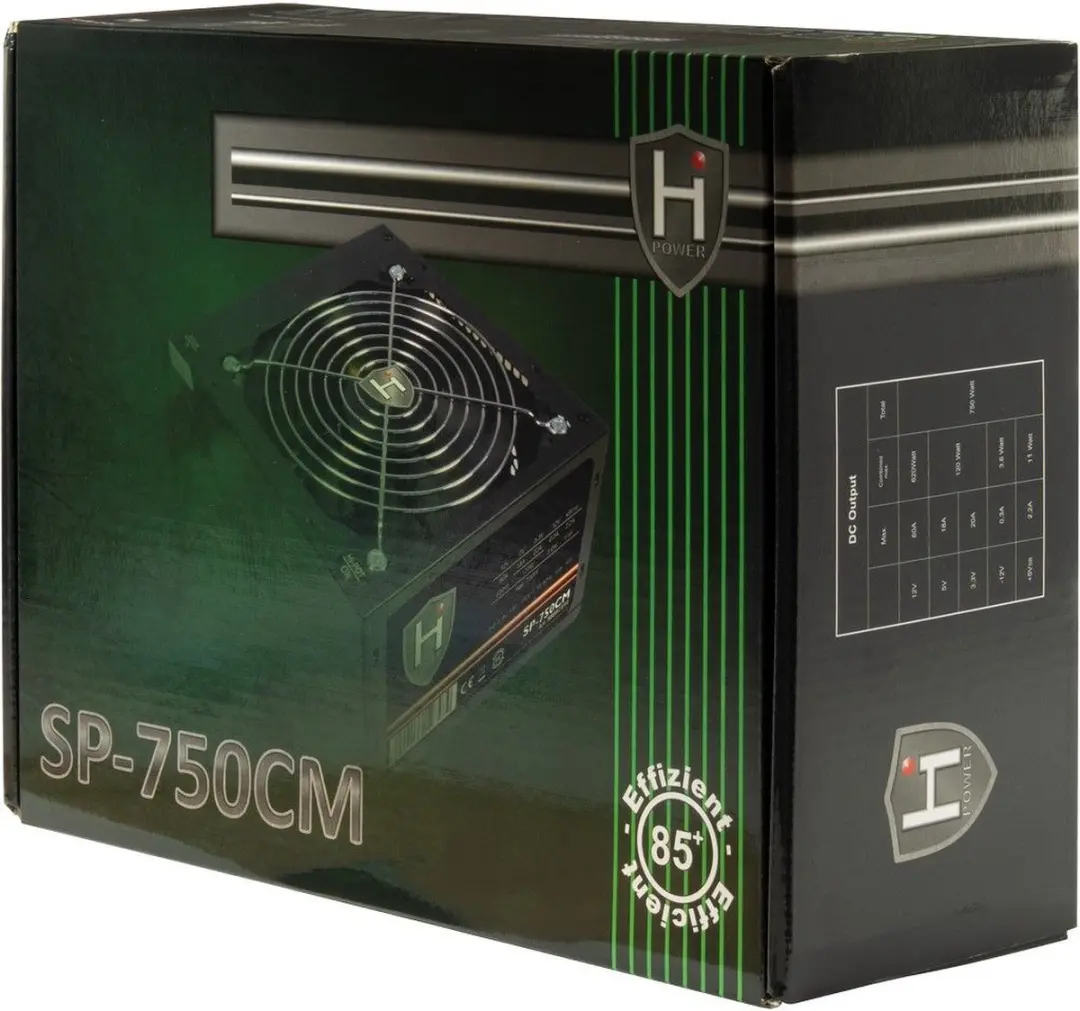 Inter-Tech HiPower SP-750CM Voeding 750W - Deels Modulair - Zwart