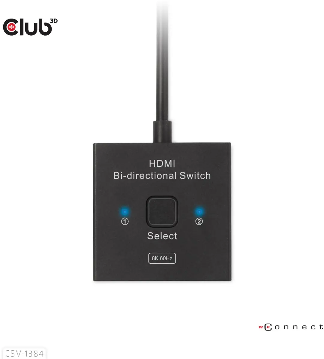 Club 3D CSV-1384 HDMI 2-in-1 Switch - 8K60Hz/4K120Hz - Zwart