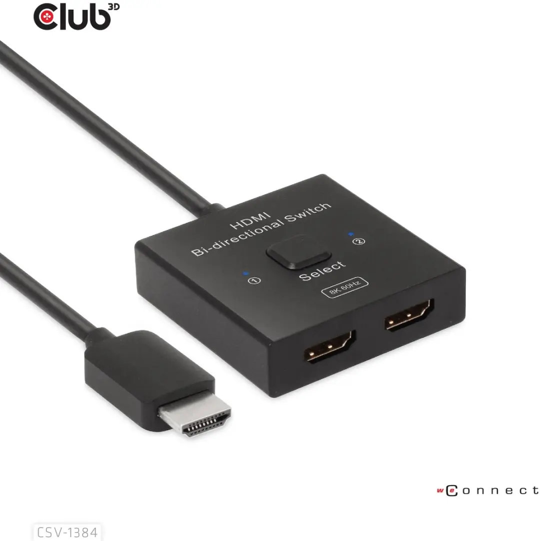 Club 3D CSV-1384 HDMI 2-in-1 Switch - 8K60Hz/4K120Hz - Zwart
