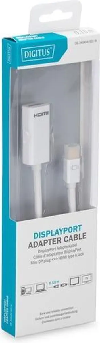 Digitus Mini DisplayPort HDMI Type A 0,15m - Wit