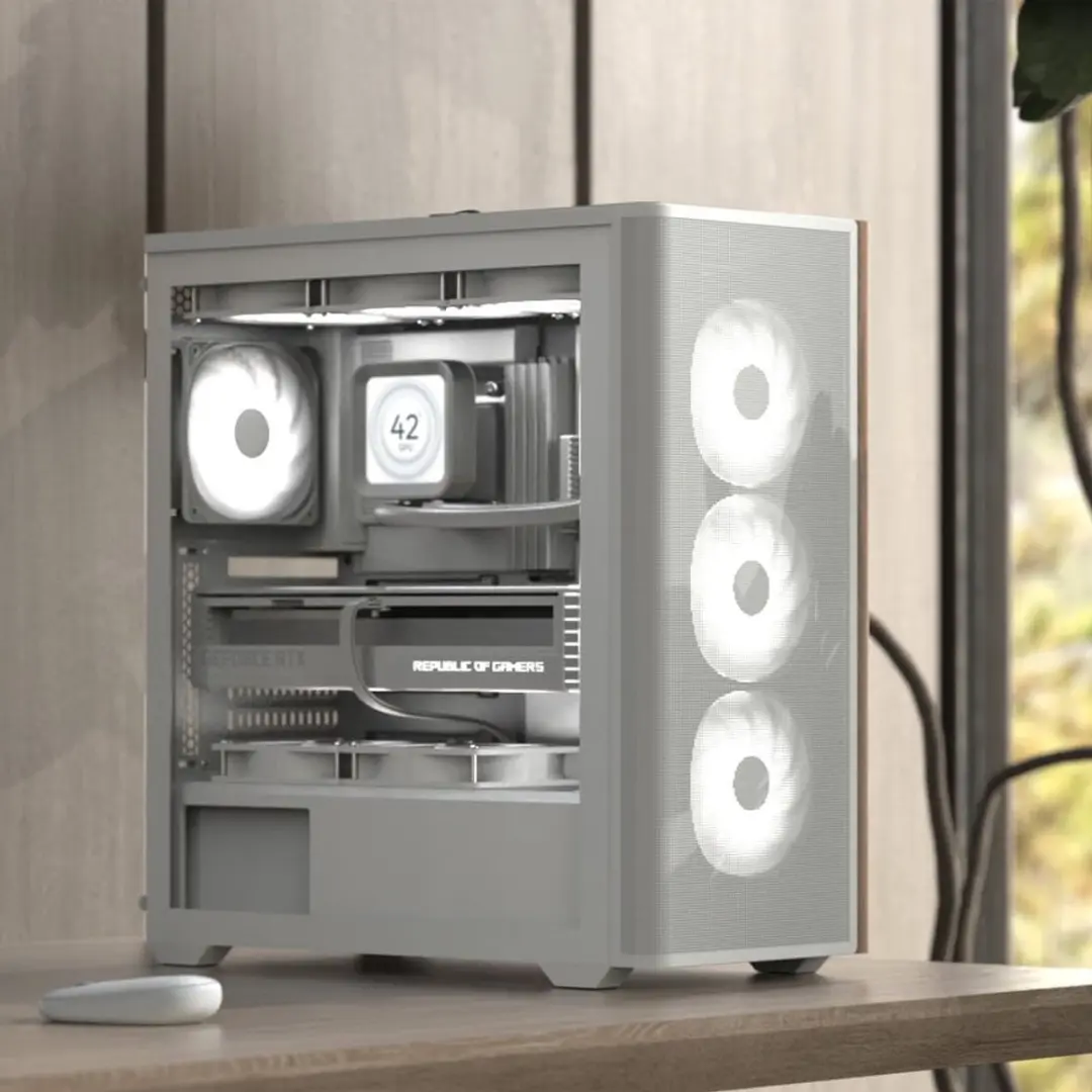 Aerocool D501A Midi Tower - Zwart/Hout