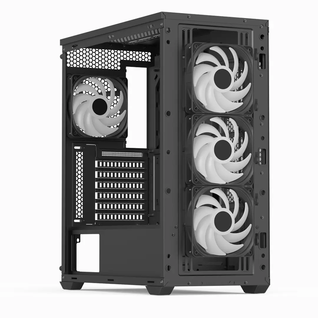 Aerocool D501A Midi Tower - Zwart/Hout