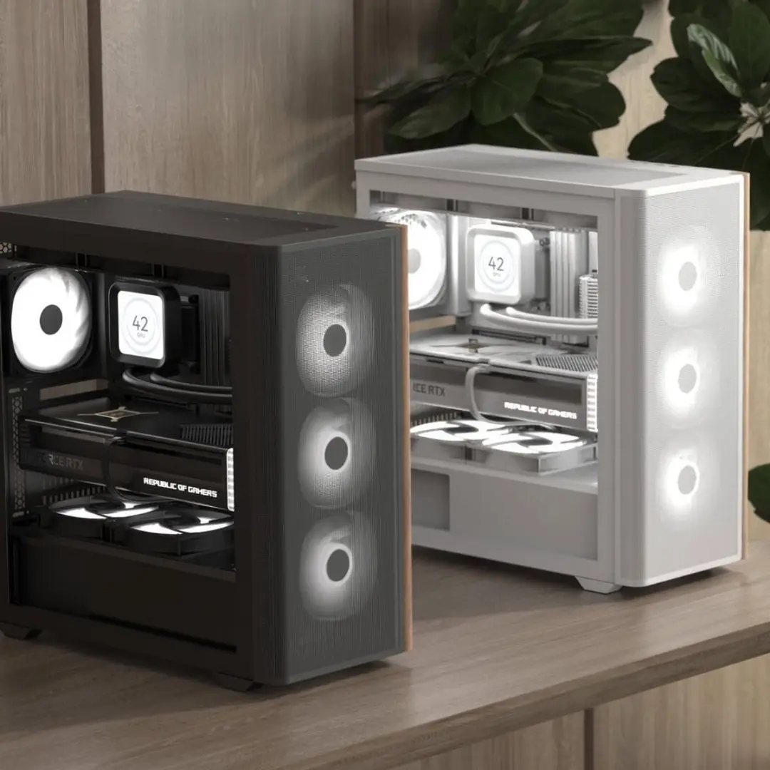 Aerocool D501A Midi Tower - Zwart/Hout