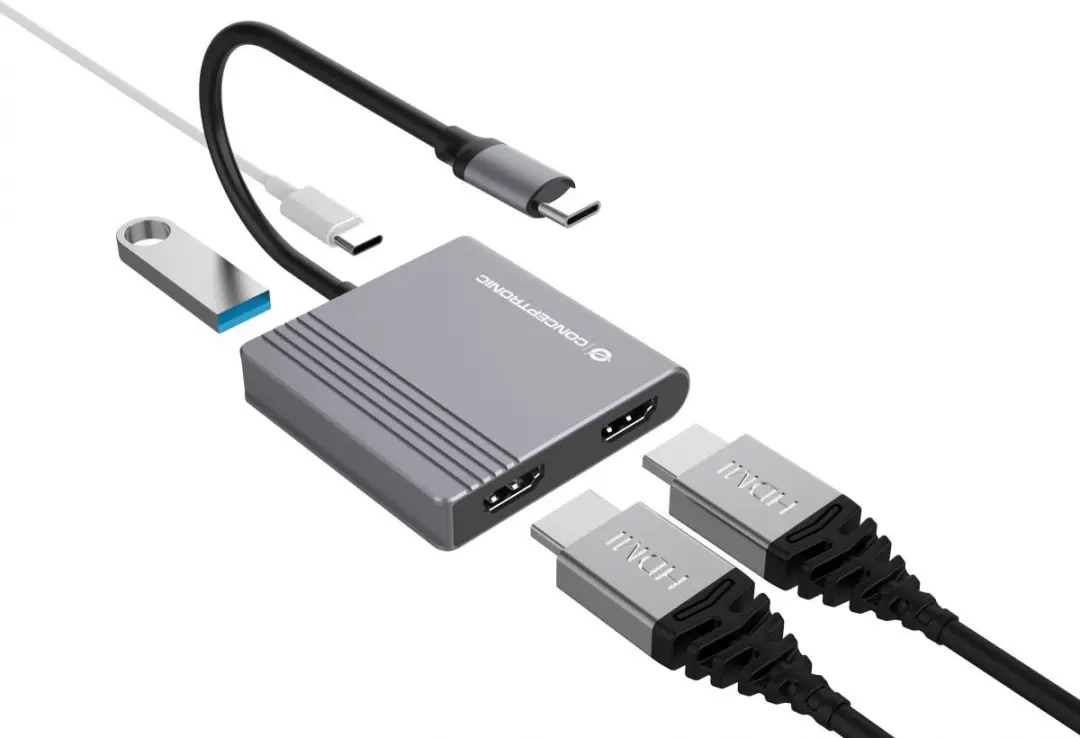 Conceptronic DONN13G USB 3.2 Dockingstation - Grijs