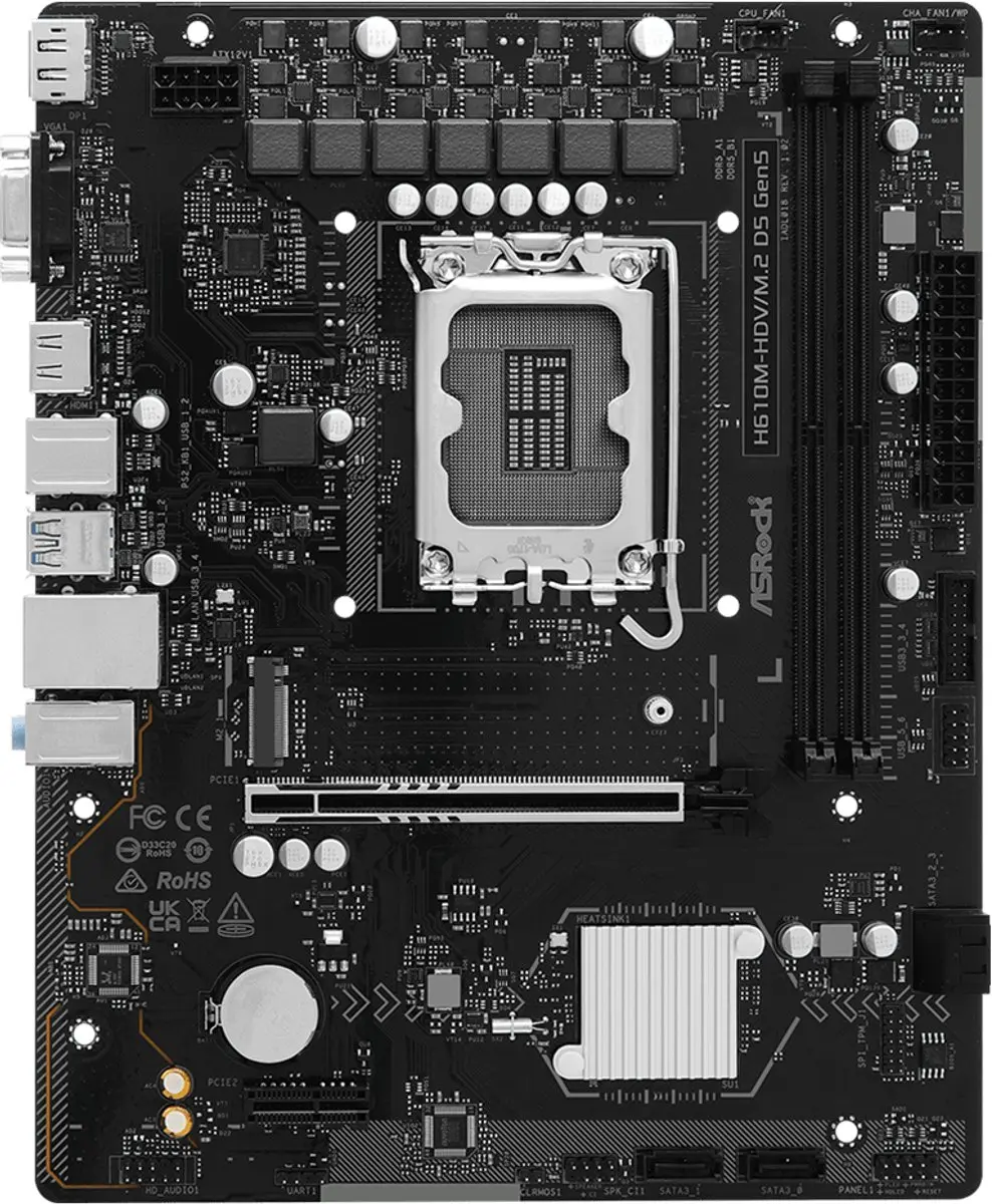 ASRock H610M-HDV/M.2 D5 Gen5 Moederbord - microATX