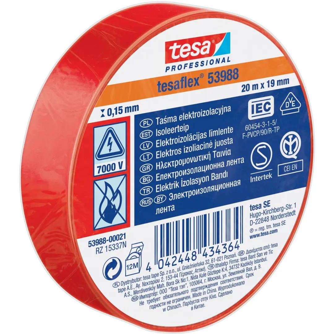 Tesa PVC Isolatietape 19mm x 20m