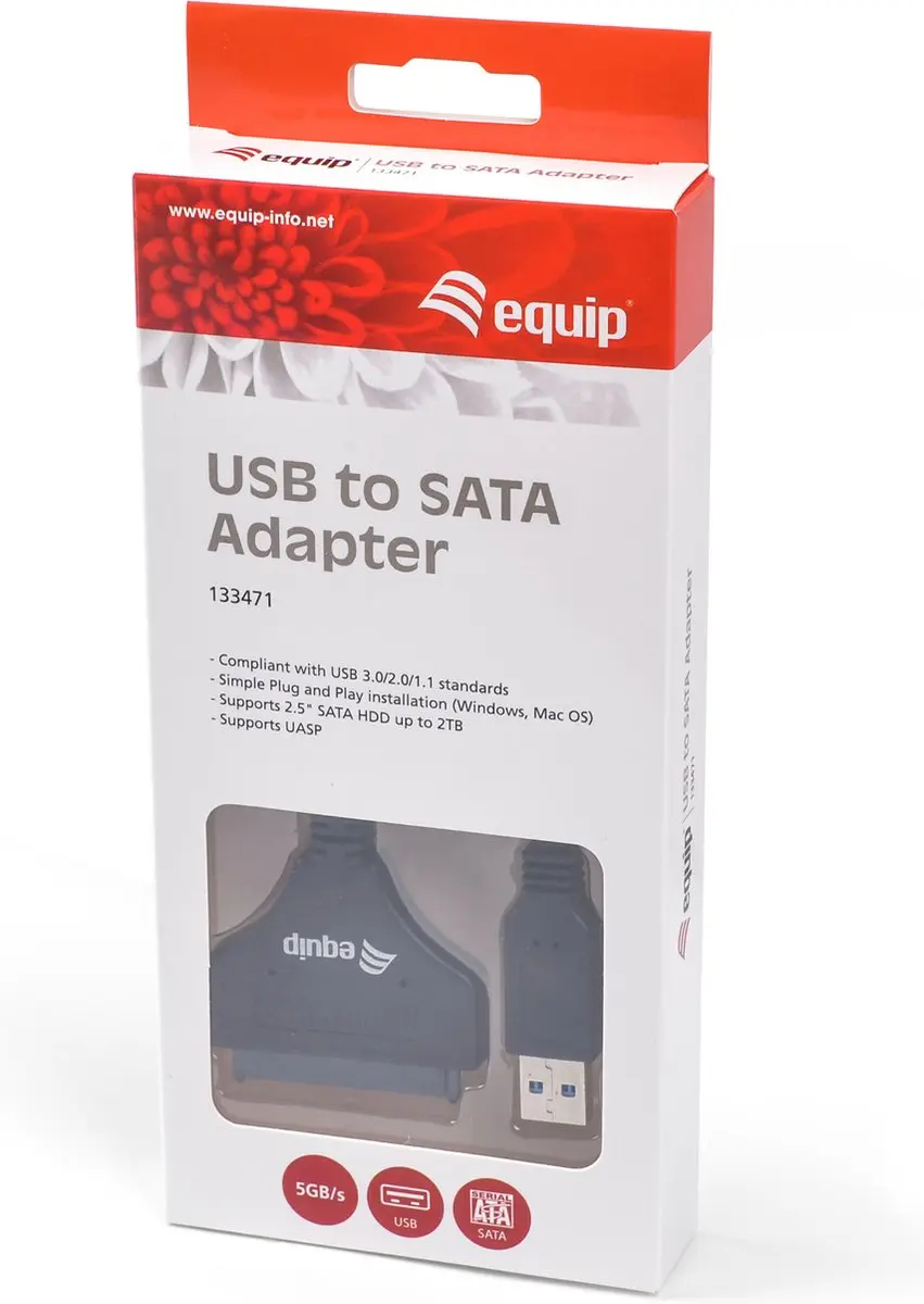 Equip 133471 USB-naar-SATA-adapter - 50cm - Zwart