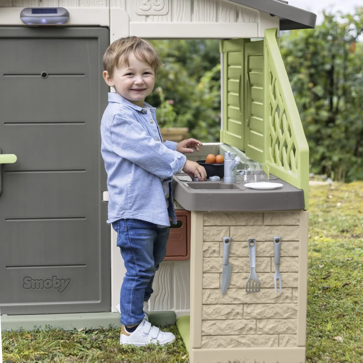 Smoby Life Zomerkeuken Accessoires Speelhuis 7600810926WEB - Groen/Grijs/Wit
