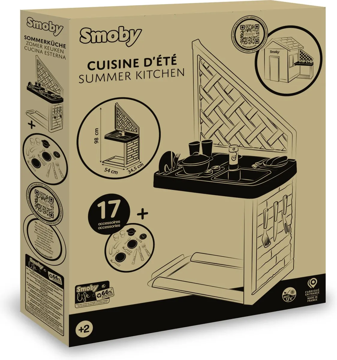 Smoby Life Zomerkeuken Accessoires Speelhuis 7600810926WEB - Groen/Grijs/Wit