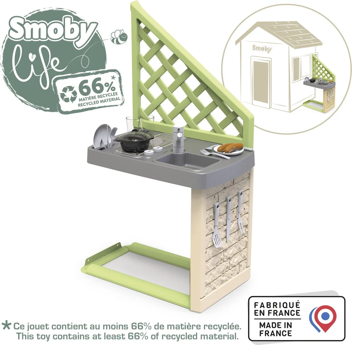 Smoby Life Zomerkeuken Accessoires Speelhuis 7600810926WEB - Groen/Grijs/Wit - afbeelding 6 van 6