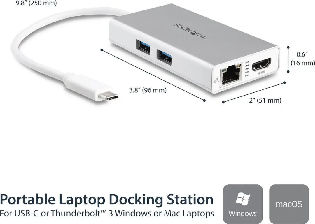 Startech DKT30CHPDW USB Hub - 60W - Zilver