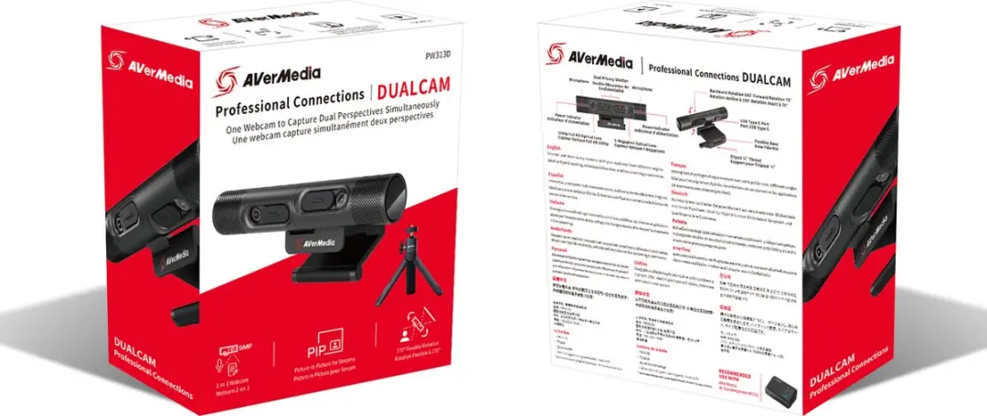 AVerMedia PW313D Webcam FHD - Zwart