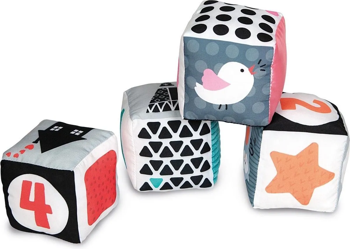 Clementoni Baby Zachte Blokken - 4 Stuks - Spiegel & Texturen - 0+ Maanden