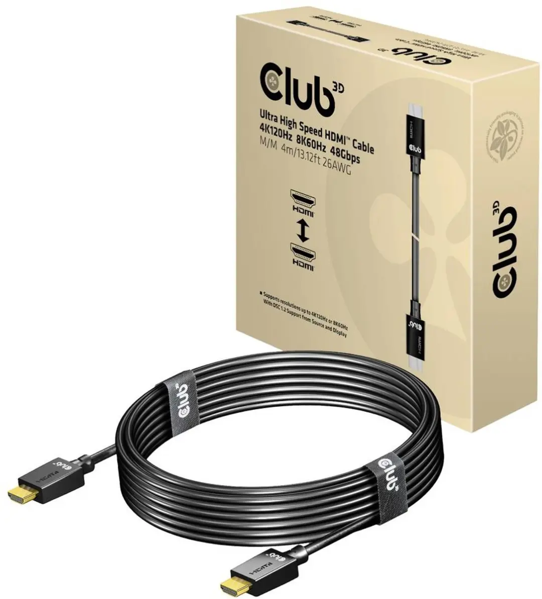Club 3D Ultra HDMI Kabel 4K120Hz 8K60Hz 48Gbps 4m - Zwart