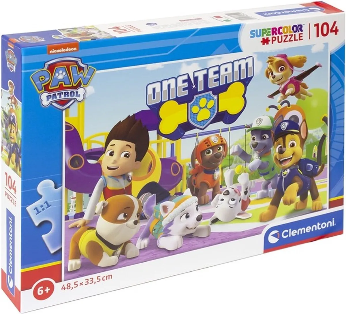 Clementoni Paw Patrol One Team Puzzel 104 Stuks