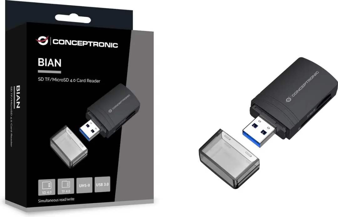 Conceptronic BIAN06B Geheugenkaartlezer USB 3.2 Gen 1 - Zwart