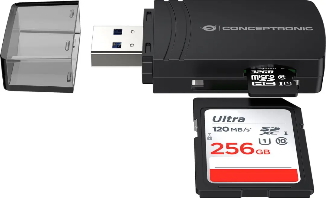 Conceptronic BIAN06B Geheugenkaartlezer USB 3.2 Gen 1 - Zwart